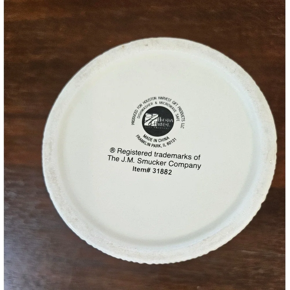 Smucker's Ceramic Crock Small Cream Ribbed Fruit Graphic 31882